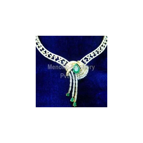 White And Green Emerald Diamond Necklaces