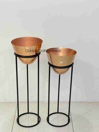 Rose Gold Plated Planter with matte black powder coated stands for floral decorations
