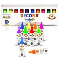 Decora Rangoli Easy Bottle - Non-toxic Plastic, 3x3x13 Cm , Pack Of 10 In Vibrant Colors With Soft Texture, Eco-friendly And Fragrant