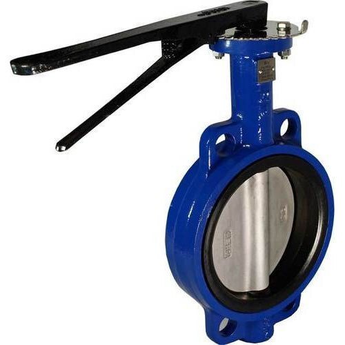 Cast Iron Butterfly Valve - Standard Size, High Pressure Handling, Manual Operation, Blue Color | Robust Design for Water and Industrial Applications