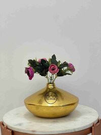 Gold Plated Flower Vase In Aluminium Highd End Finish For Interior Decorations - Bottom Diameter: 4 Inch (In)