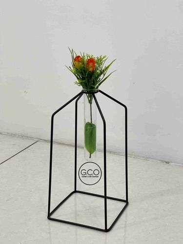 Affordable Flower Vase Modish Look Matte Black Powder Coated Finish - Bottom Diameter: 4 Inch (In)