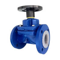 Ptfe Lined Diaphragm Valve - Cast Iron, 4 Inch Size, Blue Color | Powder Coated Finish, Ideal For Water And Gas Media