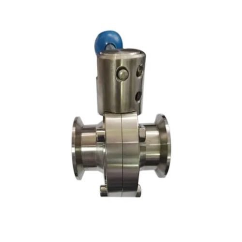 Blue & Gray Stainless Steel Sanitary Butterfly Valve