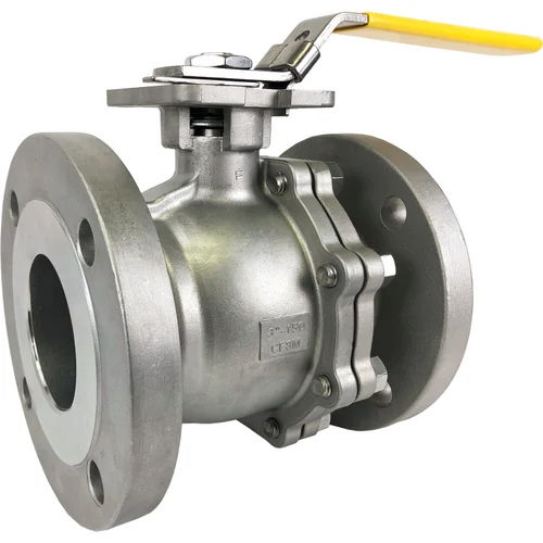 Stainless Steel Flanged Ball Valve - 4 Inch, Silver | Industrial Grade Valve for Water, Air, and Gas Media