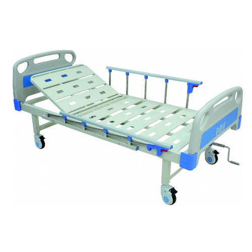Head side Adjustable KW 462 - Backrest Semi-Fowler Cot With Aluminium Railings, Abs Boards & Castors