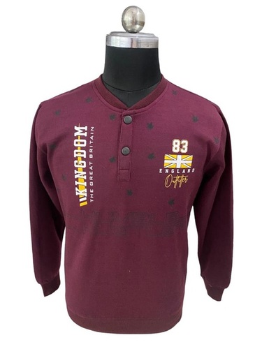 SWEATSHIRT BANN COLLAR - Cotton, Medium Size, Maroon Color | Breathable Cotton, Long Sleeves, Comfortable Fit, Unique Stylish Design