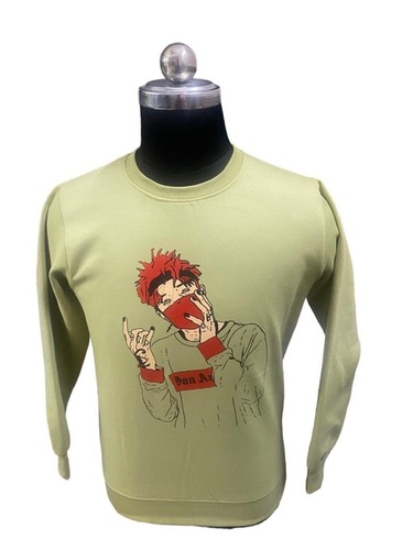 SWEATSHIRT ROUND NECK DLB-103 - Cotton Blend, M-XXL, Olive Green | Comfortable Fit, Durable Material, Soft Fabric, Stylish Design, Unique Print