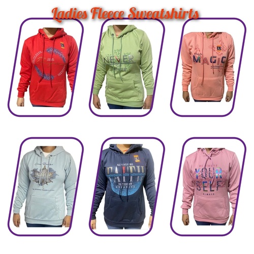 FLEECE DESIGNET HOODY SWEATSHIRTS LADIES