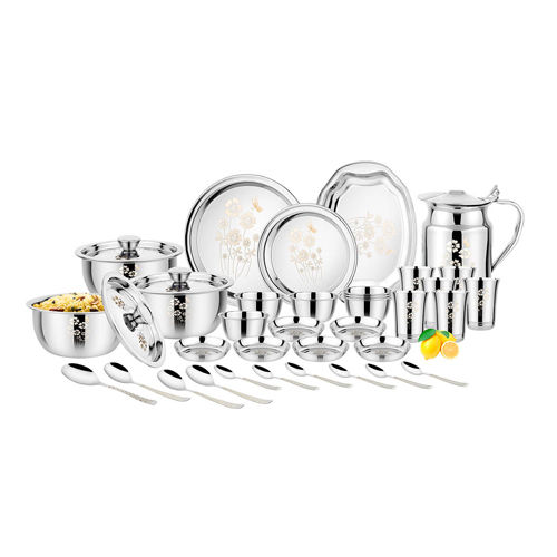 Silver Stainless Steel Plain Dinner Set