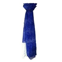 Cotton Linen Scarves - 70x180 Cm, Blue Sequenced Pattern, Daily Usage, Computer Designed Knitted Type, Custom Designs Welcome