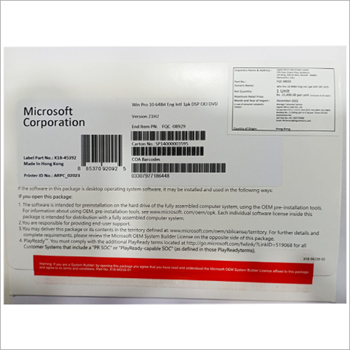 Windows 10 Pro OEM Box Pack DVD