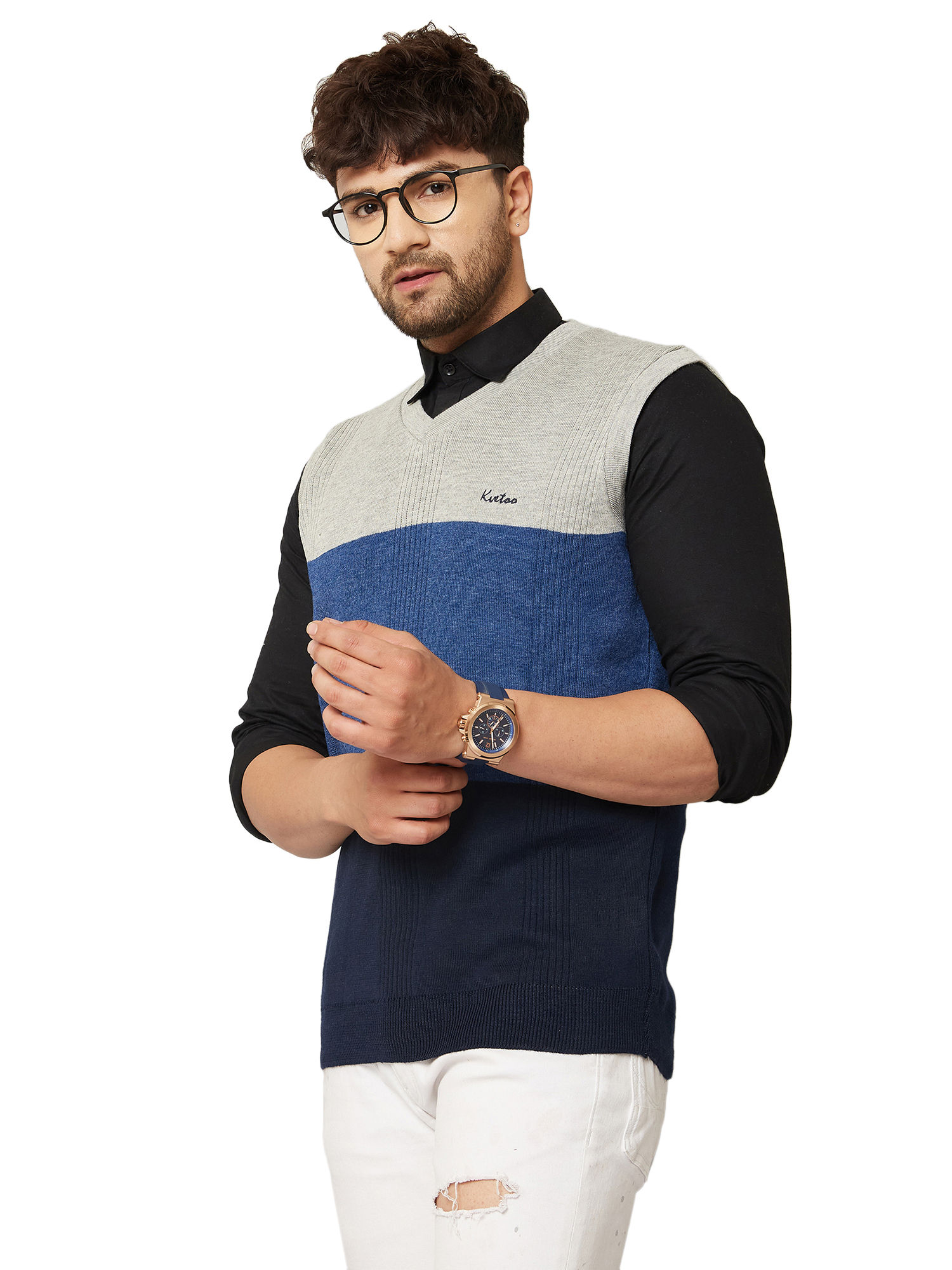 Men Sleeveless V Neck Sweater