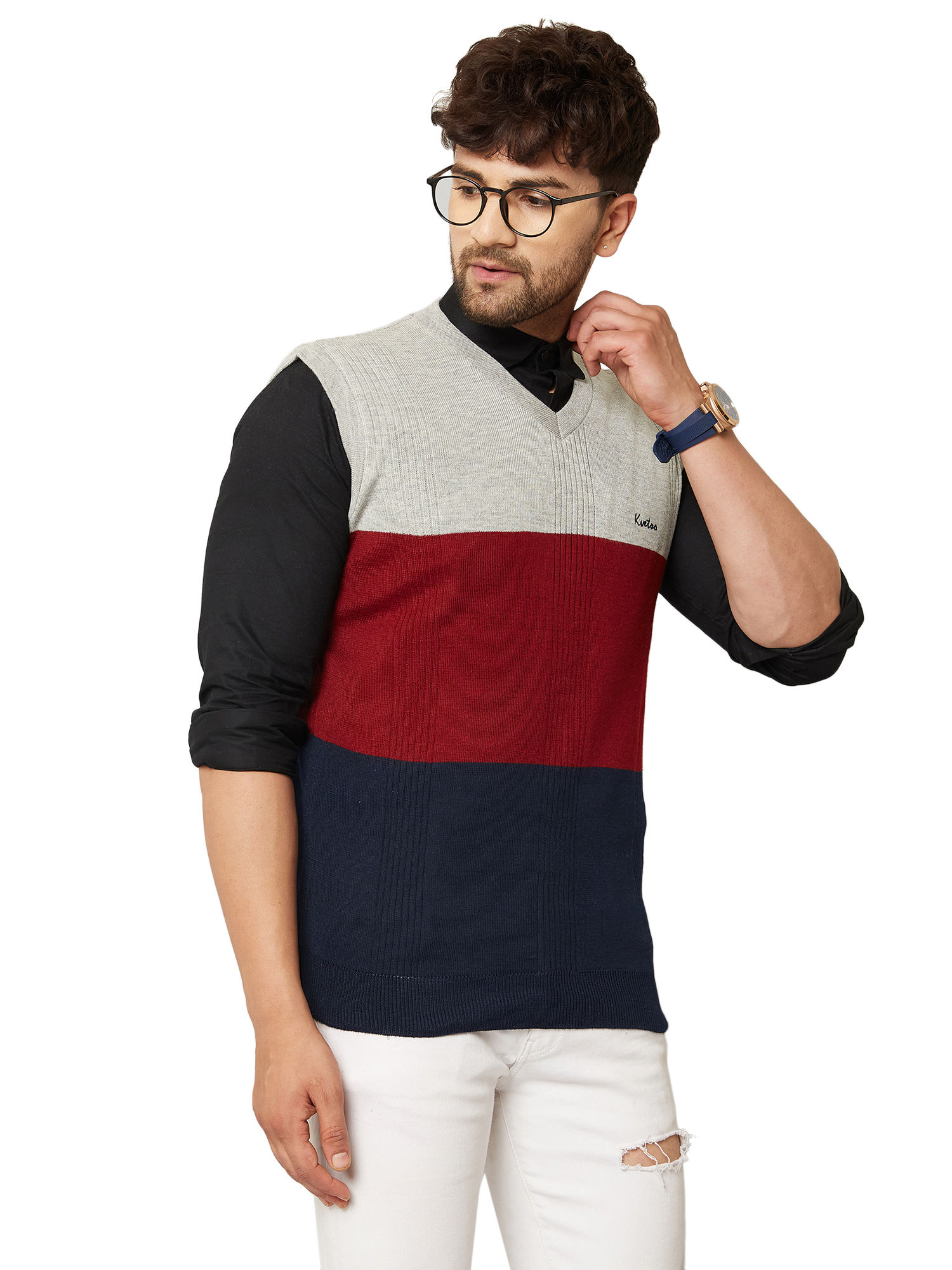 Men Sleeveless V Neck Sweater