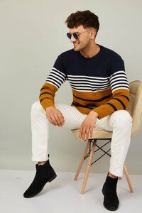 Round Neck Full Sleeve Striped Sweaters