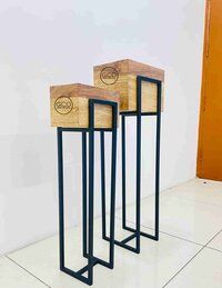 Wooden Planter set of 2 with iron stands powder coated finish for garden decorations