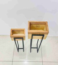 Wooden Planter set of 2 with iron stands powder coated finish for garden decorations