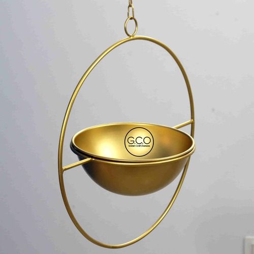 Hanging Planter in iron with golden powder coated finish for ceiling decors