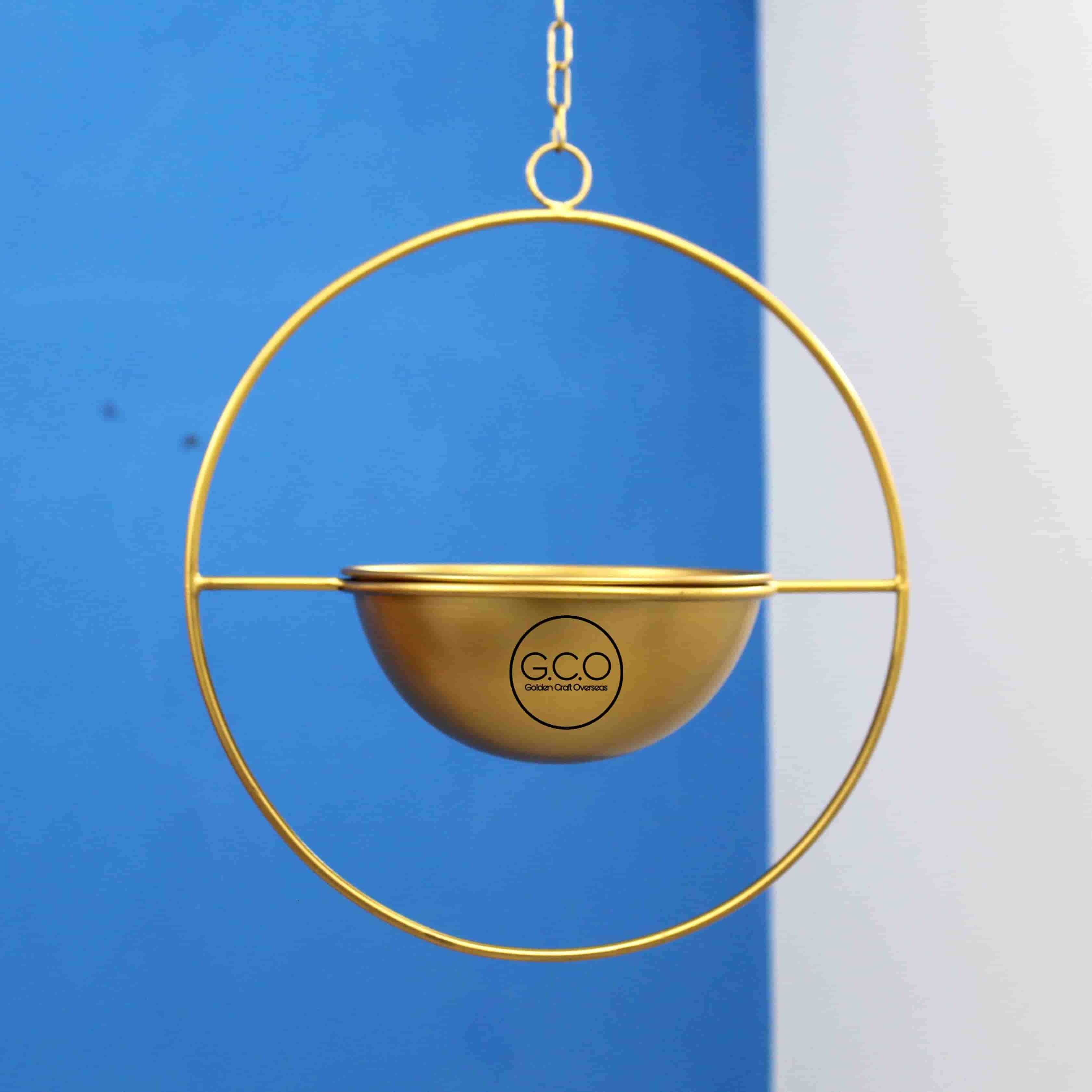Hanging Planter in iron with golden powder coated finish for ceiling decors