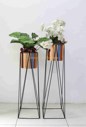 Rose Gold Plated Planter Set - Dimensions: L-9X9X26