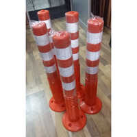 Plastic Spring Post - Plastic, 500 Mm Height, Orange | Flexible Design, Reflective Tapes For Enhanced Visibility, Traffic Lane Marking And Safety