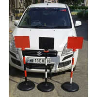 Sign Stand Warning Post - Plastic Material, Height Approx 1.5 Mtr, Color Red & Black, Weight 3 Kg - Manual Function, Movable Design, Warning Signal Type