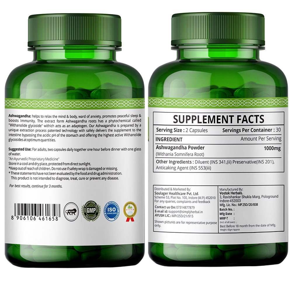 Ashwagandha Capsules 1000Mg - for Better Health Supplement