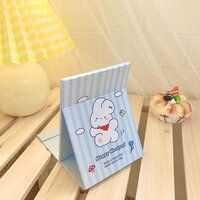 Cartoon folding mirror desktop can stand up makeup mirror