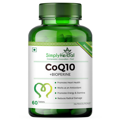 Simply Herbal Coq10 (Coenzyme Q10) With Bioperine 200mg - 60 Tablets