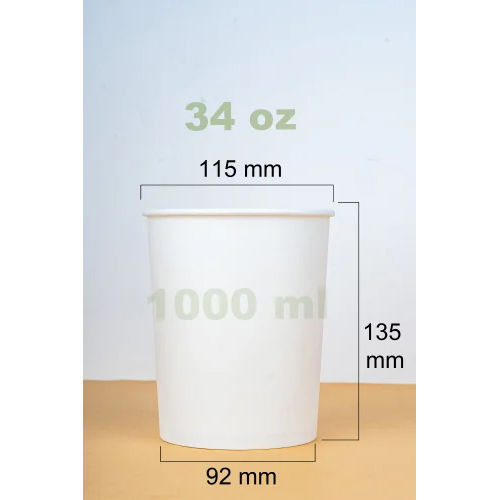 1000ml White Plain Paper Food Container Food Bowl