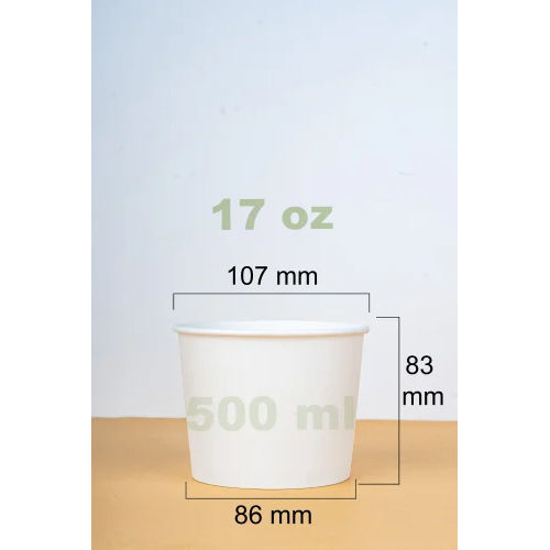 500Ml White Plain Paper Food Container Food Bowl - Capacity: 500 Milliliter (Ml)