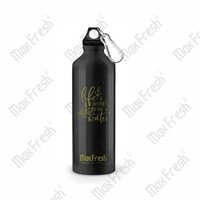 Aluminium Water Bottle - High-grade Metal, 750 Milliliters, Black Color | Round Shape, Screw Cap, Perfect For Outdoor Activities
