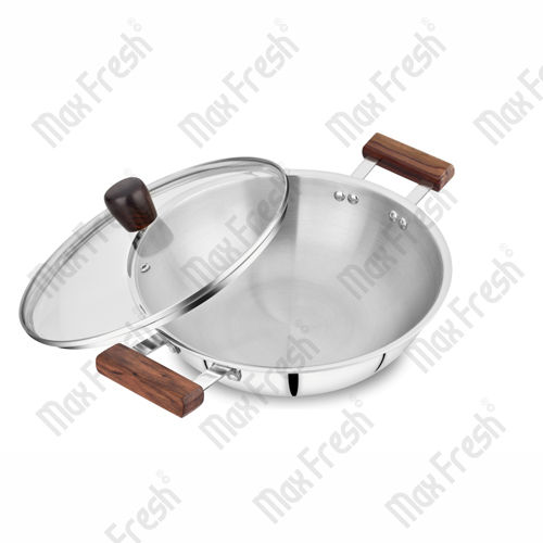 Stainless Steel Kadai With Glass Lid