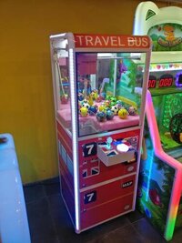 Claw Machine - Plastic Metal Glass, 2 Ft X 2 Ft X 5 Ft, Led Control Panel, Single Compartment, Travel Bus Theme For Arcades And Indoor Play Areas