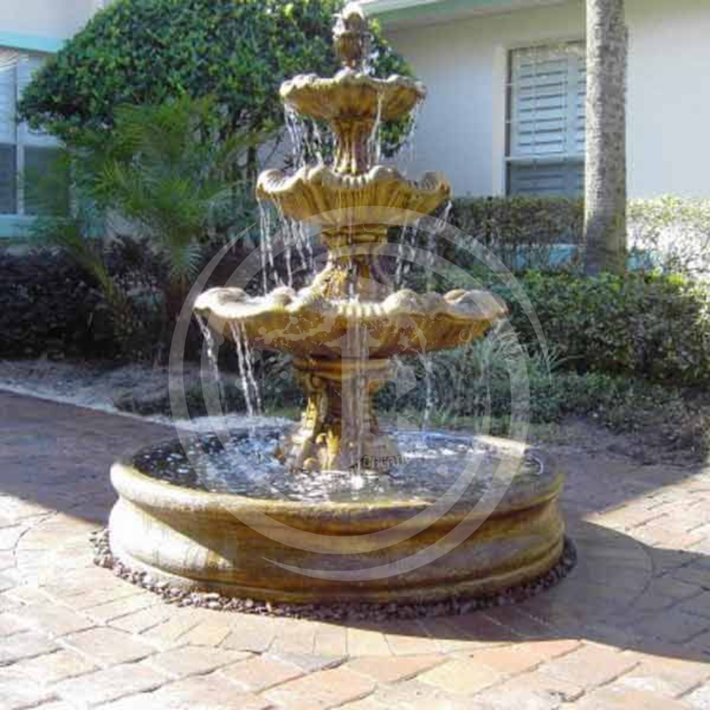 3 TIER Fountain - Stone/Resin, 3 Tiers, Dark Brown | Elegant Garden or Terrace Decoration, 1 Year Warranty and Service