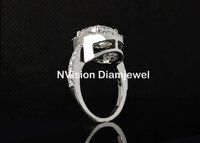 18KT Lab Grown Cushion Solitaire Halo Diamond Ring