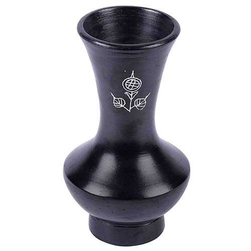 Black Pottery Vintage Design Flower Vase