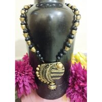 Terracotta Necklace - Customizable Size, Antiqued Matte Finish | Handcrafted Earthy Clay Jewelry With Brooch Pins