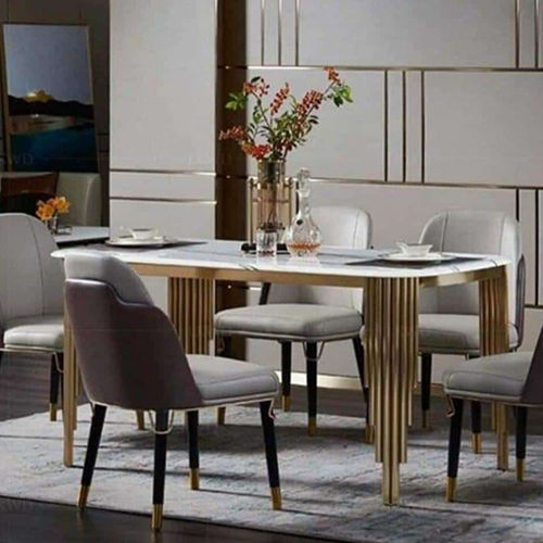 Gold Designs Faux Mable Dining Table Indoor Furniture