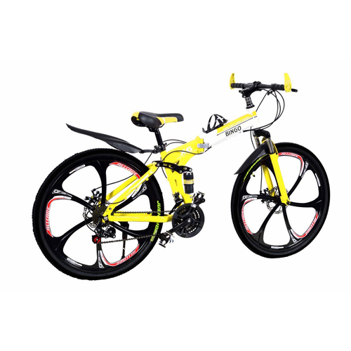 YELLOW 21 GEARS FOLDABLE BICYCLE