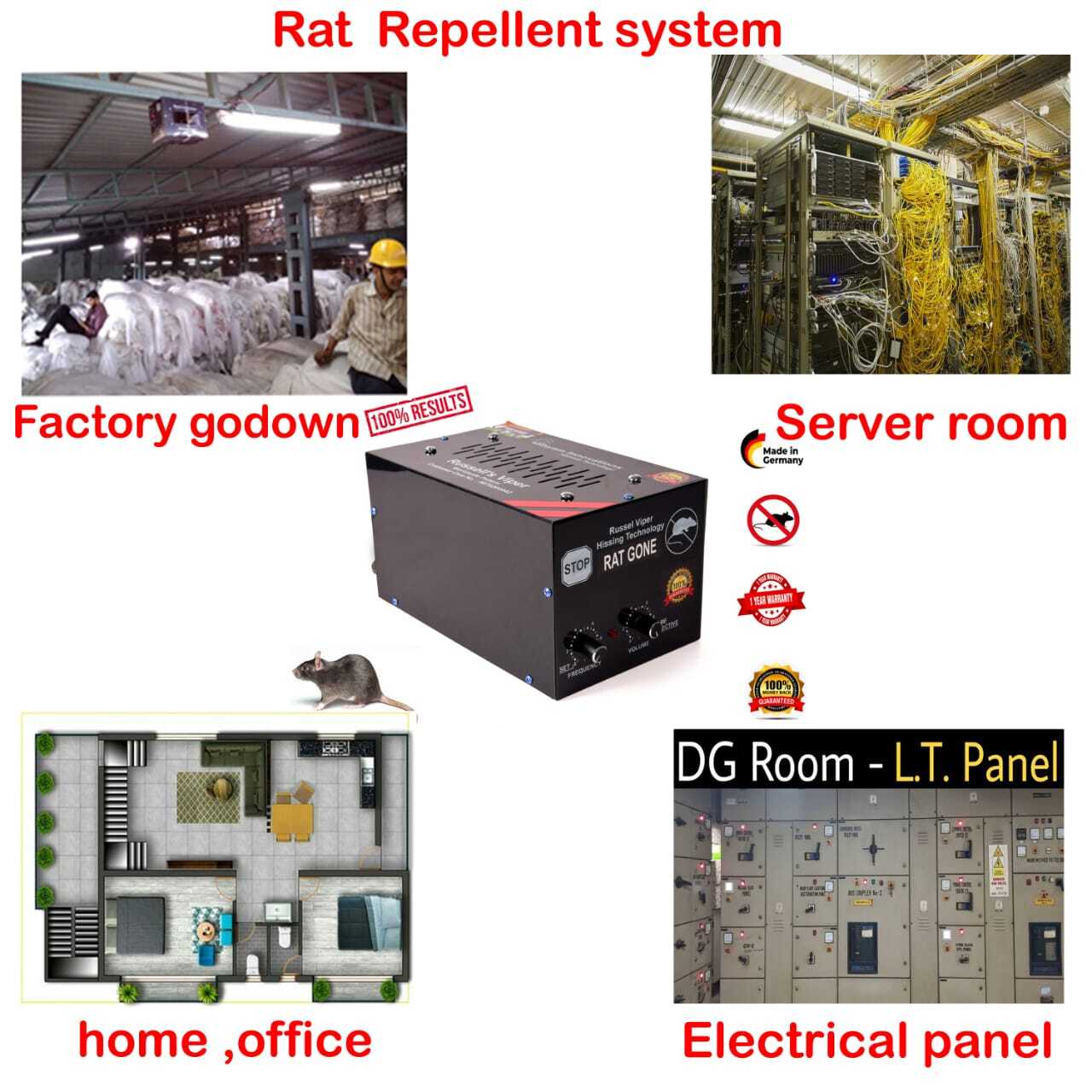 Ultrasonic rat repellent system large
