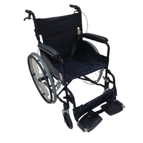 KW 370BLK - POWDER COATED FRAME WHEELCHAIR WITH BACK FOLDING and BRAKE ASSIST - FULL