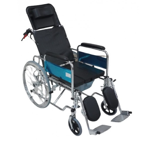 KW 609GCUJ - WHEELCHAIR RECLINING COMMODE (U-CUT) WITH BRAKE ASSIST