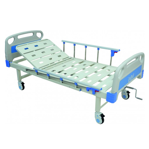 KW 462 - BACKREST-SEMI-FOWLER COT WITH ALUMINIUM RAILINGS ABS BOARDS and CASTORS