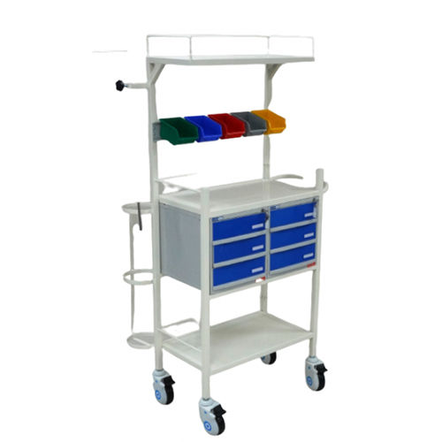 KW 539 (MS) - CRASH CART-EMERGENCY TROLLEY POWDER COATED