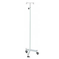 Hospital Stand - Mild Steel, Standard Size, Powder Coated White, Polished Finishing, Two Wheels For Easy Mobility