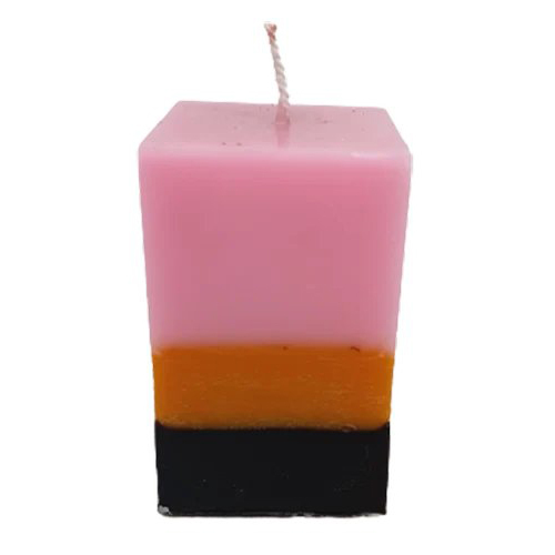 Multicolored Tri Colour Square Aroma Pillar Candle