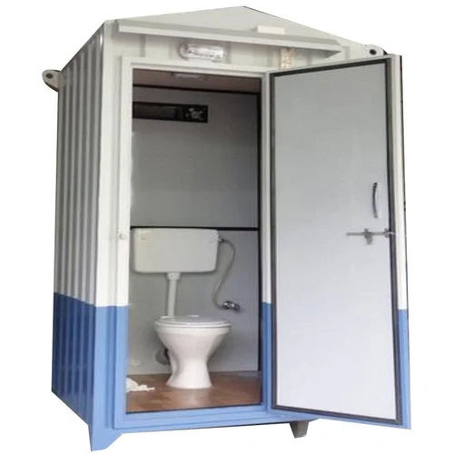 White & Blue Prefab Mobile Toilet