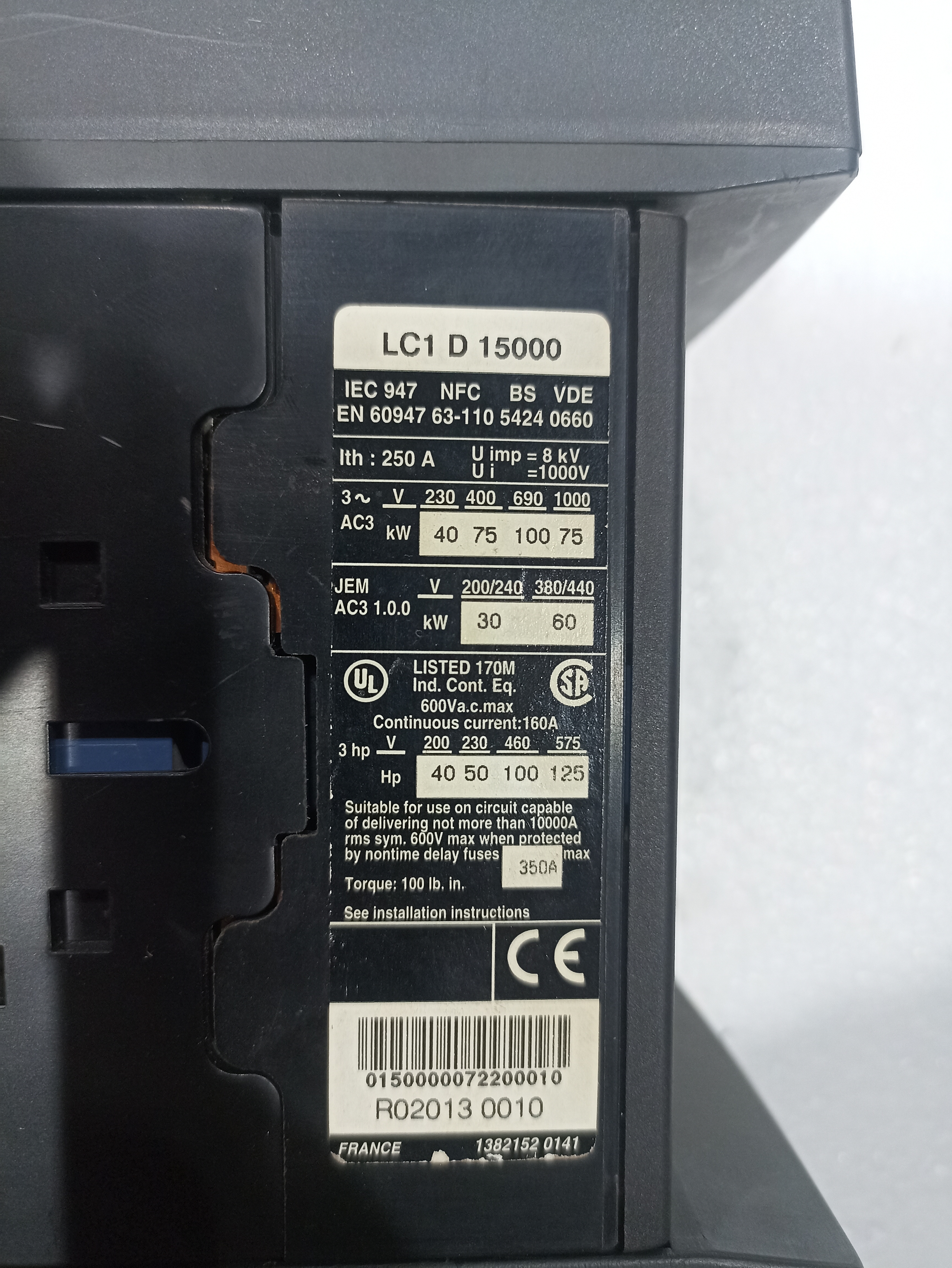 TELEMECANIQUE LC1D150 (BLACK MODEL) CONTACTOR