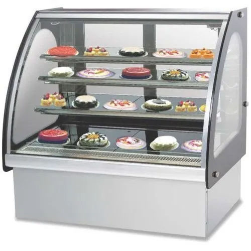 Semi Automatic Cold Display Counter Curved Glass